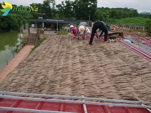 Thi công rơm nhân tạo trên mái tôn